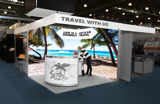 Compleet verlichte beursstand