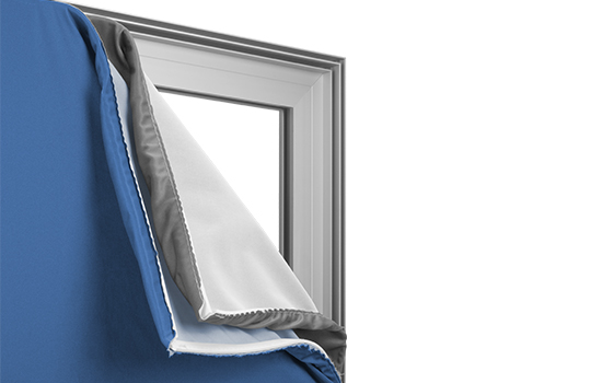 Dubbelzijdig textielframe met block out print