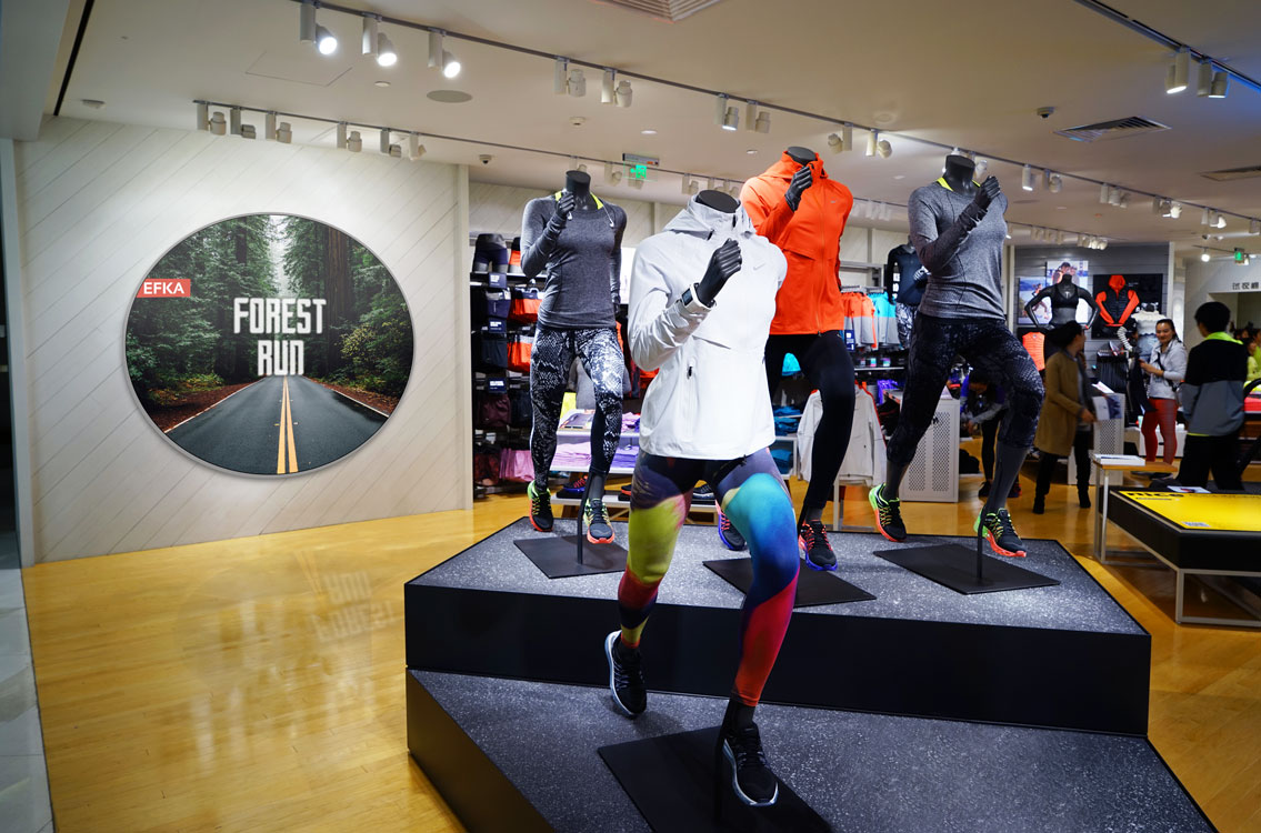 Cirkel textielframe in een winkel